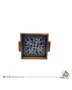 Small Square Tray Brown- Blue