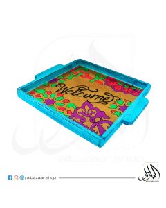 Square Tray-Blue - Welcome 