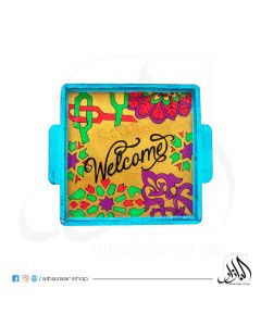 Square Tray-Blue - Welcome 